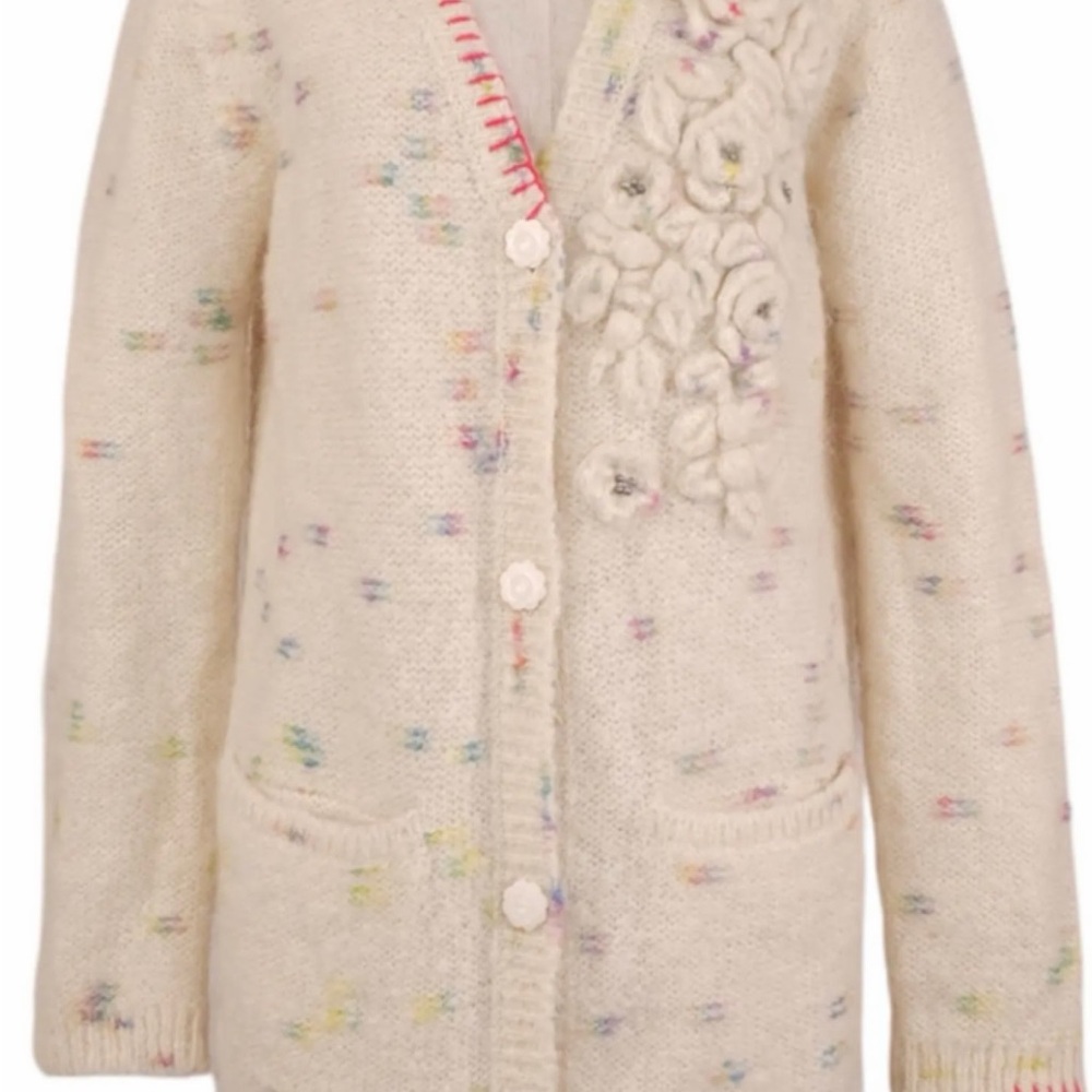 LoveShackFancy Cream Floral Cardigan